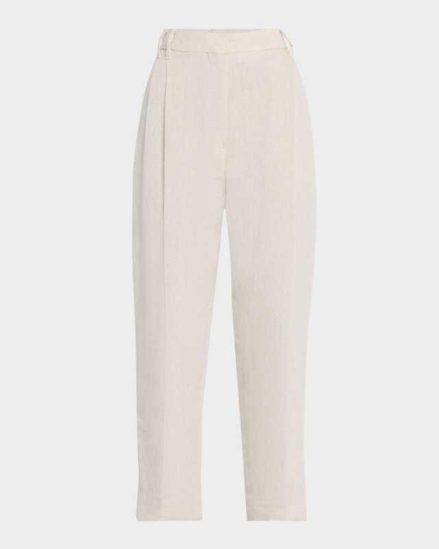 Sparkling Canvas Linen Cropped Trousers
